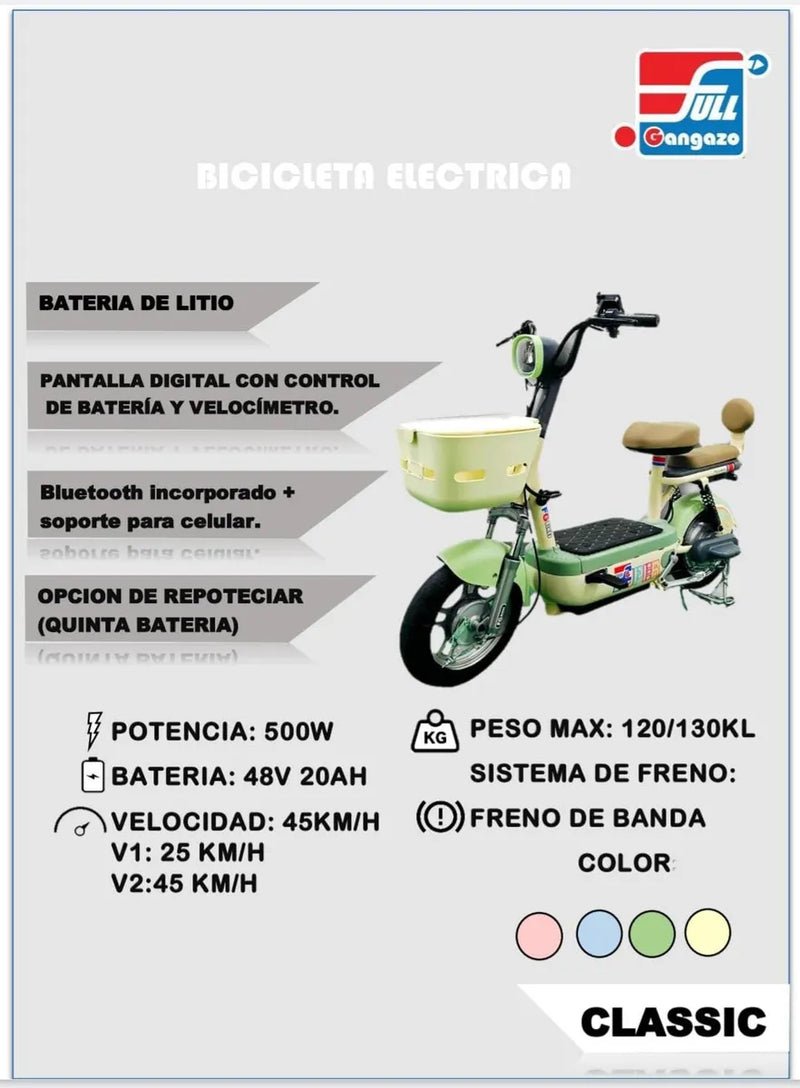 🚲 Bicicleta Eléctrica 500 W | 48V 20AH | Hasta 45 KM/H | Bluetooth y Soporte para Celular
